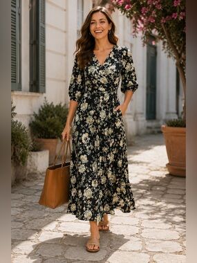 love on a hanger Black Floral Wrap Maxi Dress